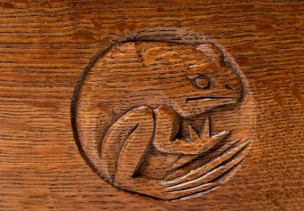 Arts & Crafts Wall Mirror with Hand-Carved Frogs by Kobus de Graaff, 1900s